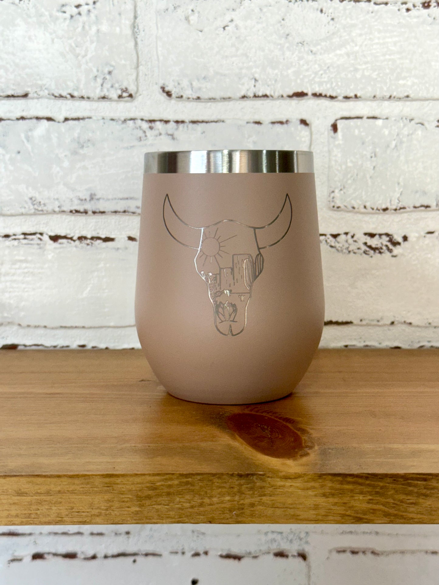 Cow Head Desert Scene 12 oz Wine Tumbler