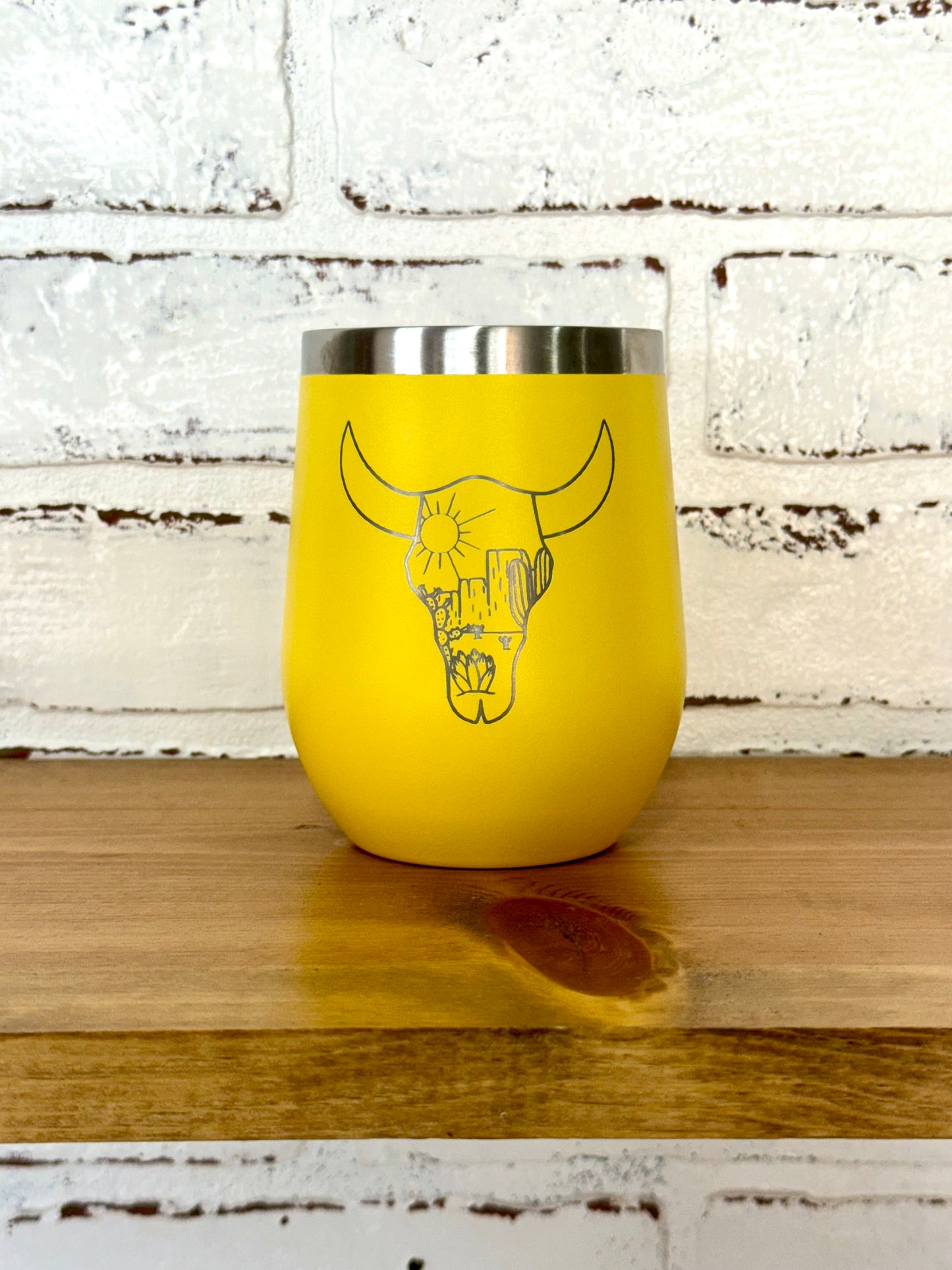 Cow Head Desert Scene 12 oz Wine Tumbler