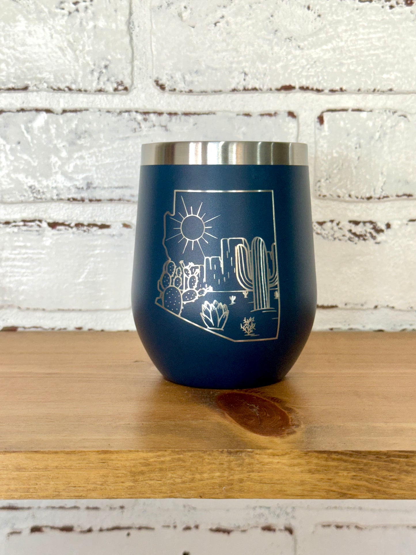 Arizona State Desert Scene 12 oz Wine Tumbler