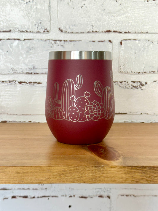 Cactus Scene 12 oz Wine Tumbler