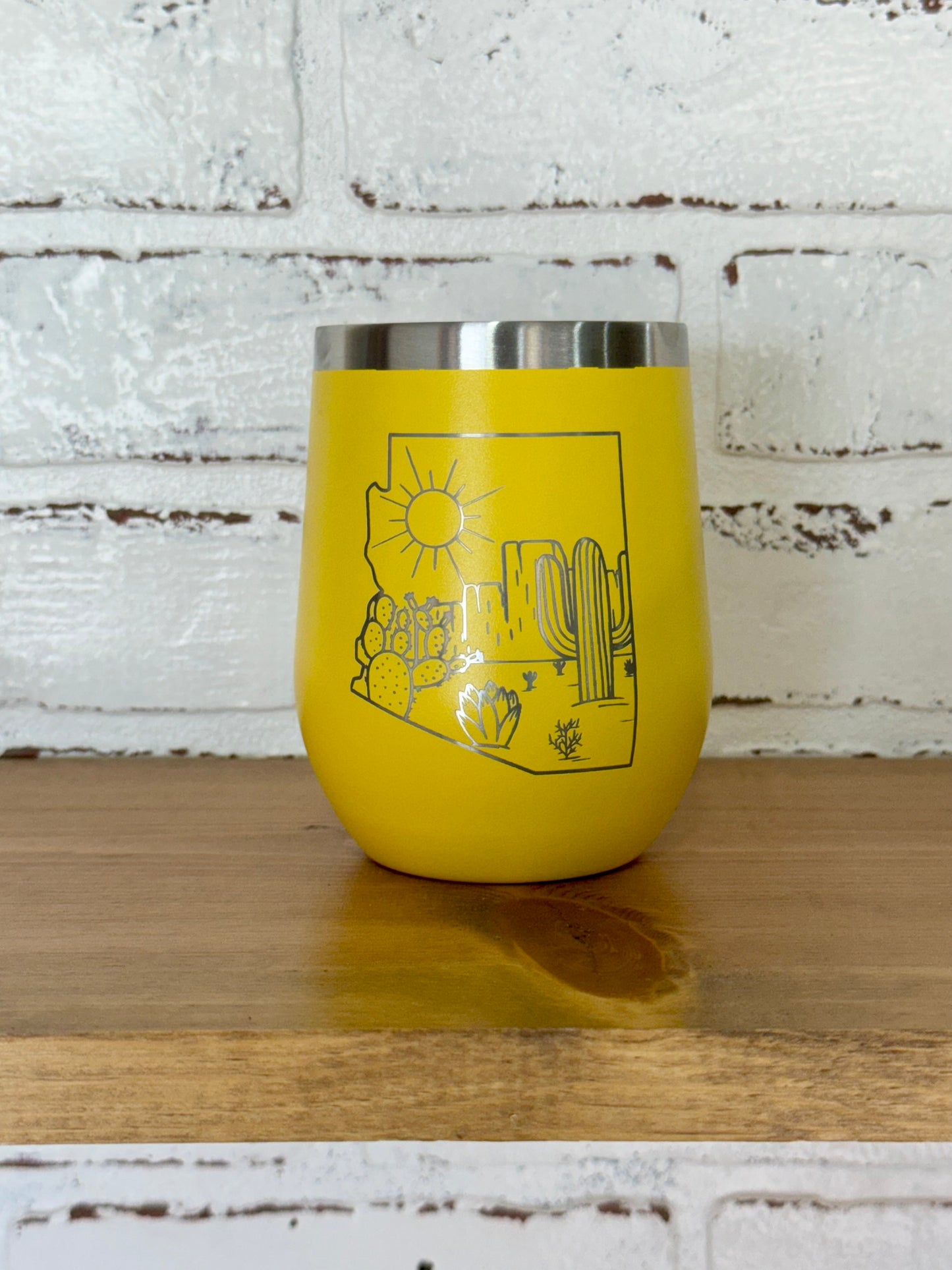 Arizona State Desert Scene 12 oz Wine Tumbler