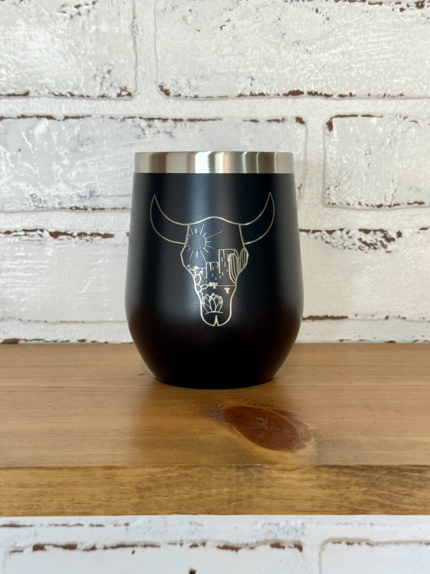 Cow Head Desert Scene 12 oz Wine Tumbler