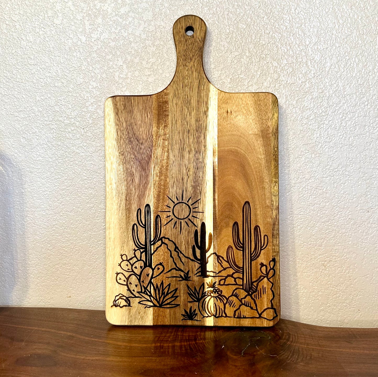 Desert Scene Engraved Acacia Cutting Board