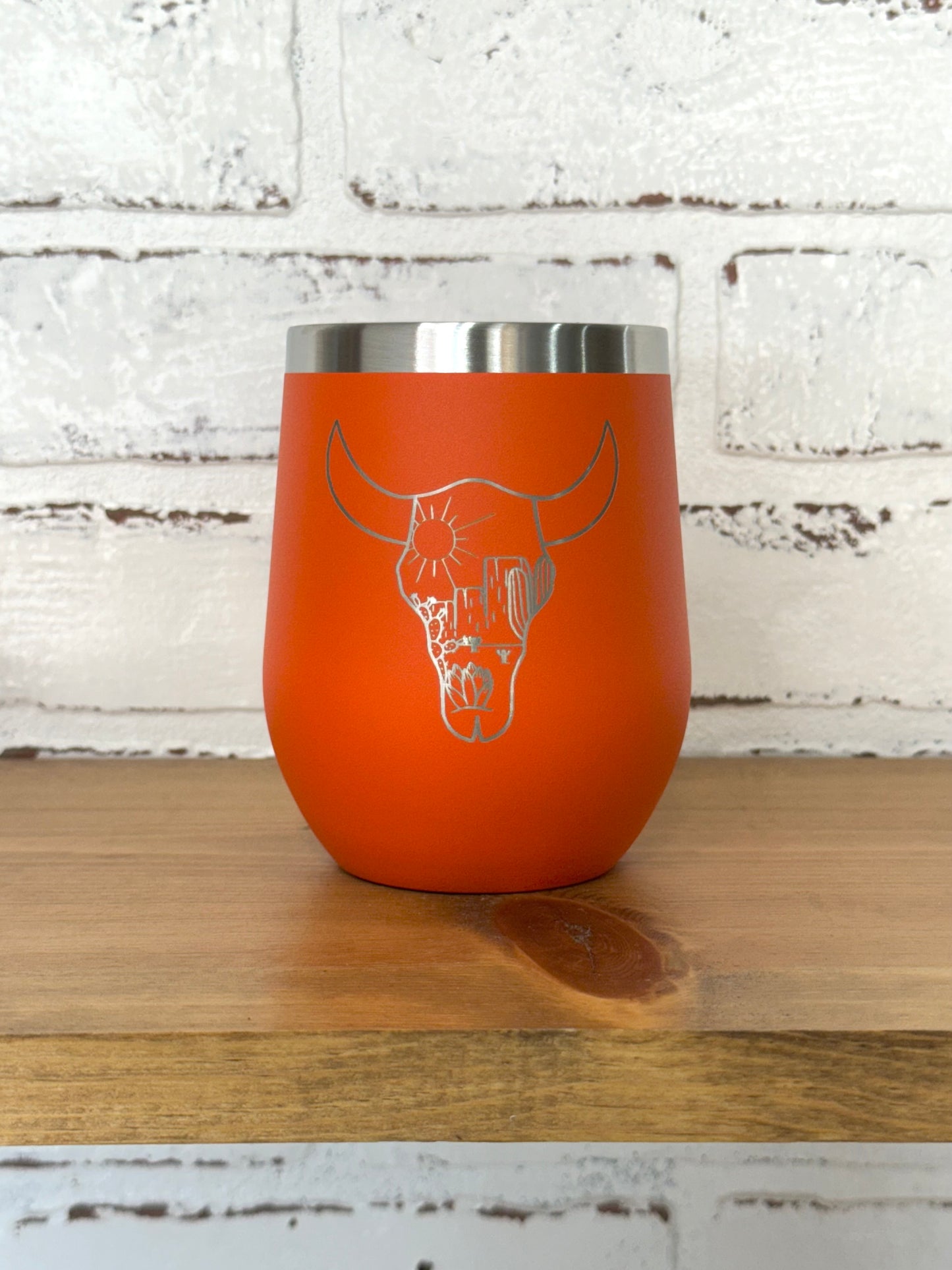 Cow Head Desert Scene 12 oz Wine Tumbler