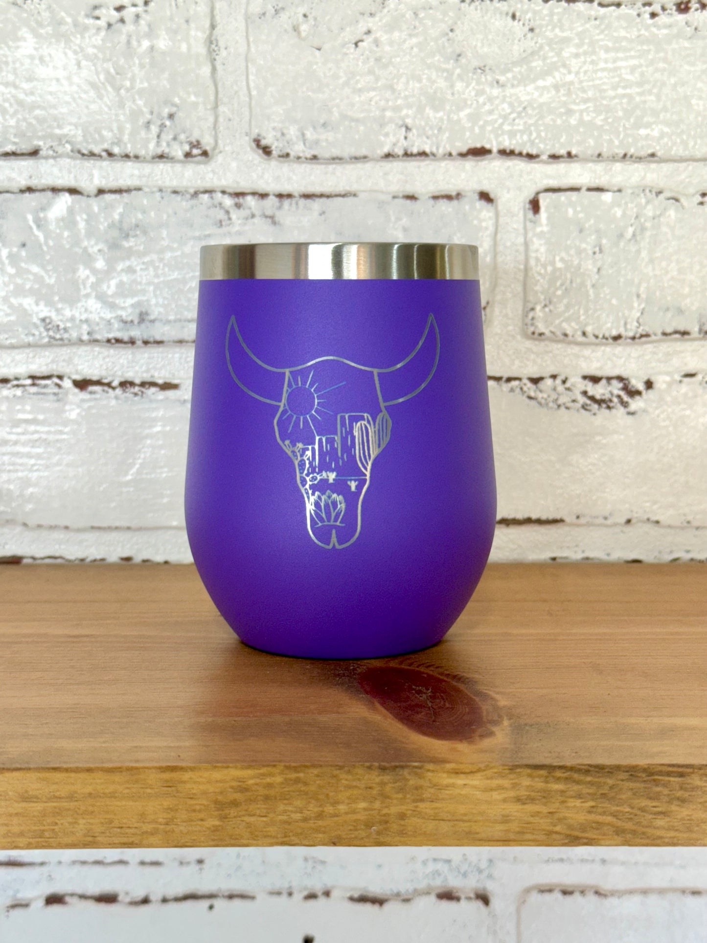 Cow Head Desert Scene 12 oz Wine Tumbler