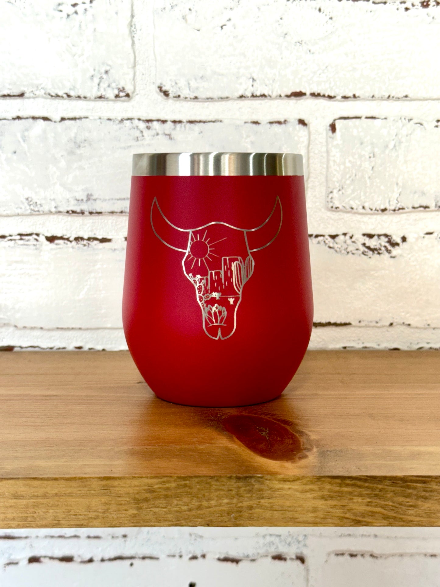 Cow Head Desert Scene 12 oz Wine Tumbler