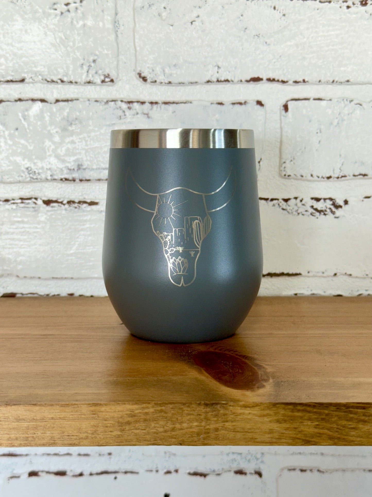 Cow Head Desert Scene 12 oz Wine Tumbler