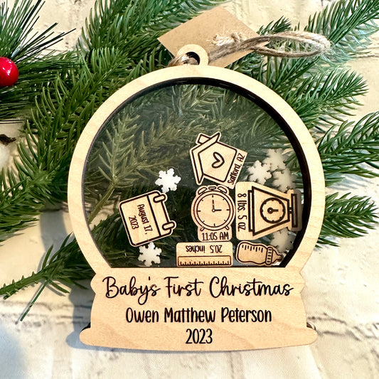 Baby’s First Christmas Snow Globe Stat Ornament