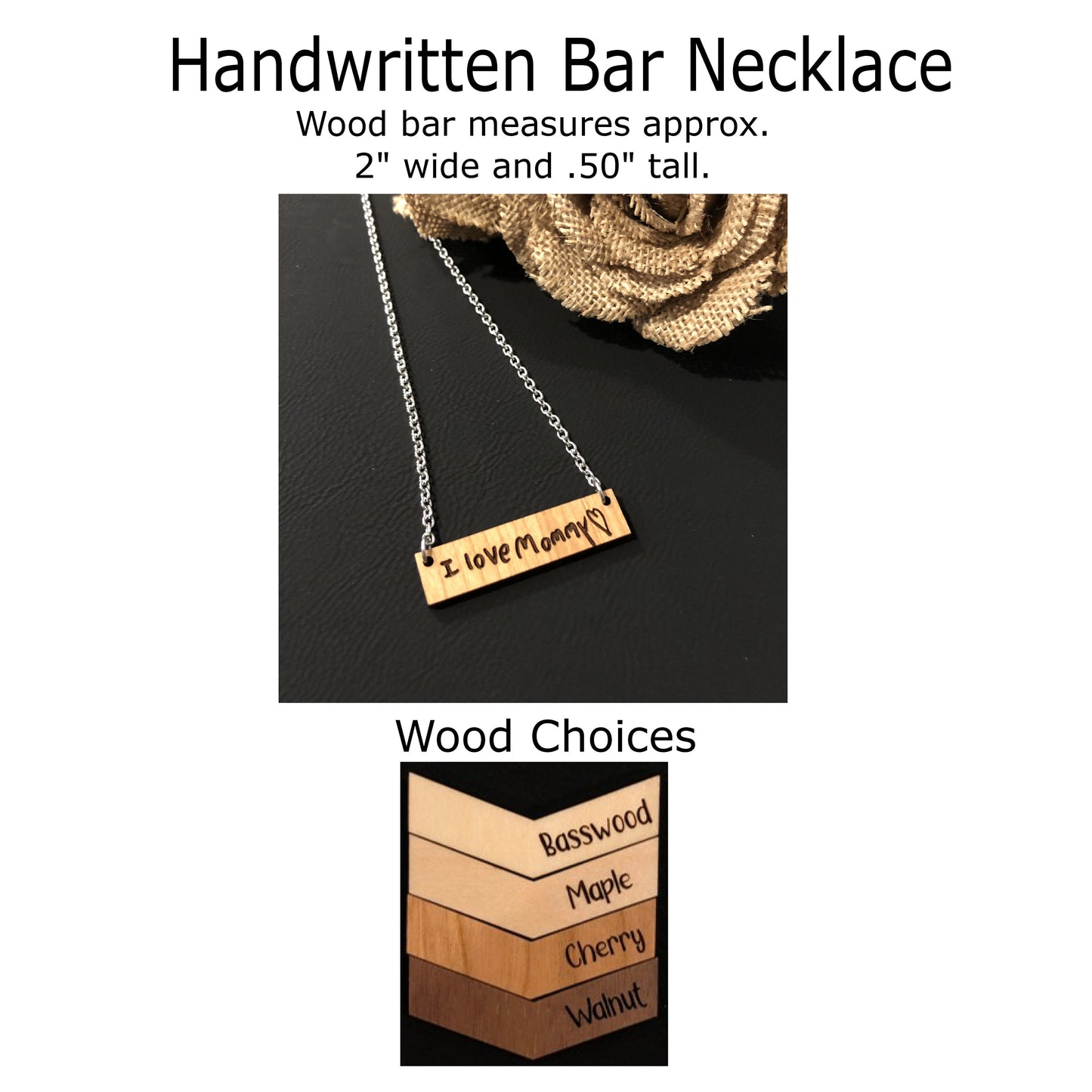 Handwritten Wood Bar Necklace