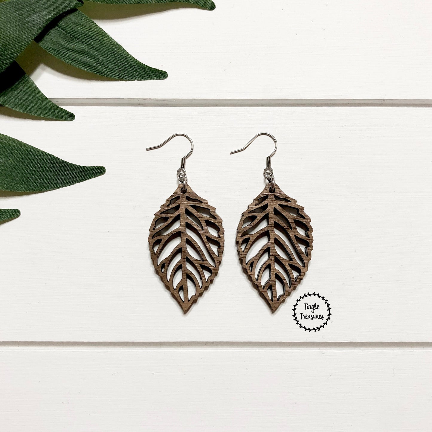 Wooden Leaf Earrings