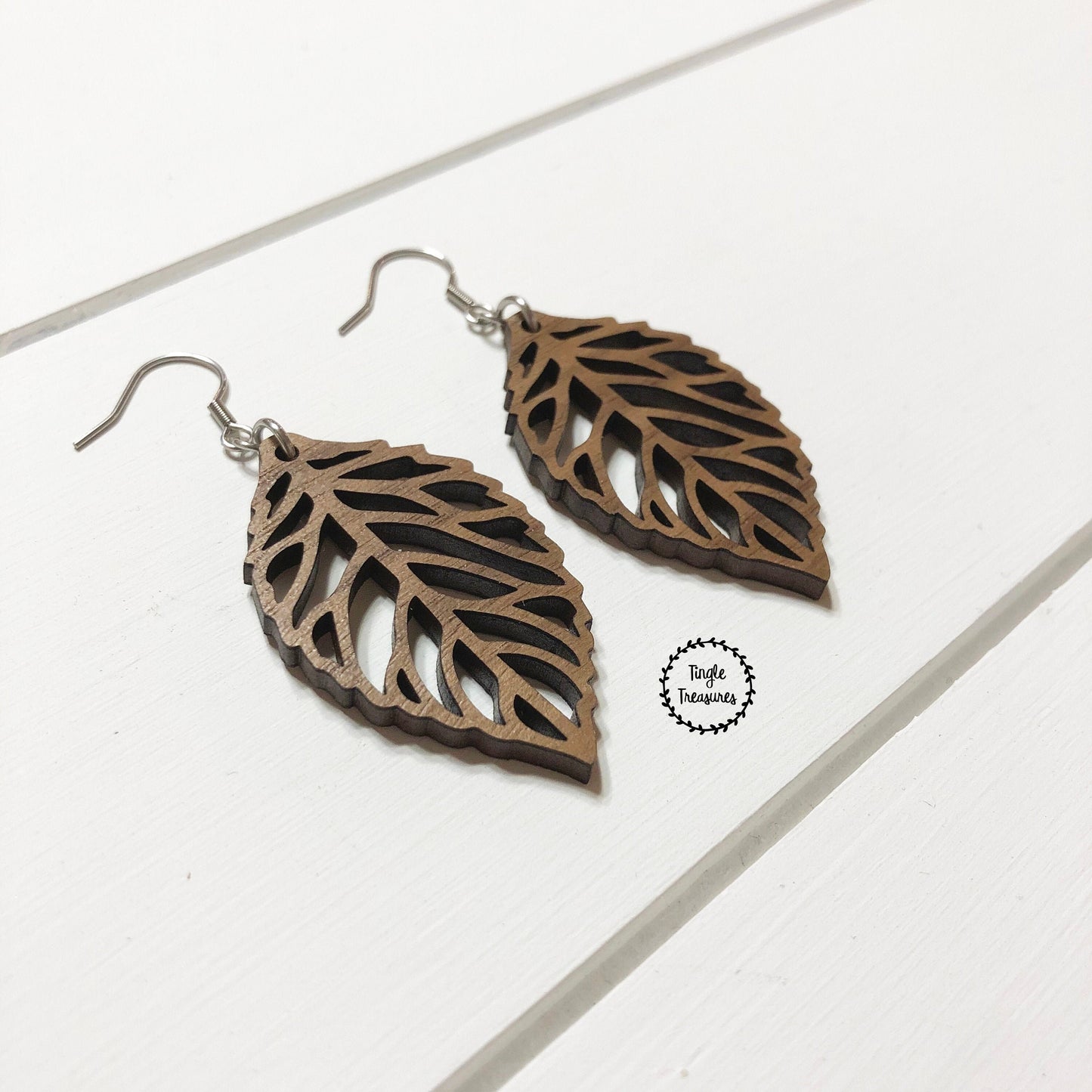 Wooden Leaf Earrings