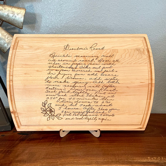 Large maple engraved recipe board